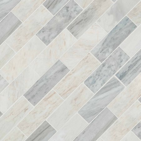 Msi Angora Subway 11.81 In X 11.81 In. X 10 Mm Polished Marble Mesh-Mounted Mosaic Tile, 10PK ZOR-MD-0316